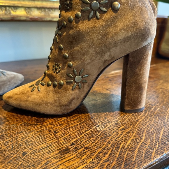 AUTHENTIC Saint Laurent *Ella* Studded Brown Suede Knee Boots IT 37/US 7 - Picture 8 of 16